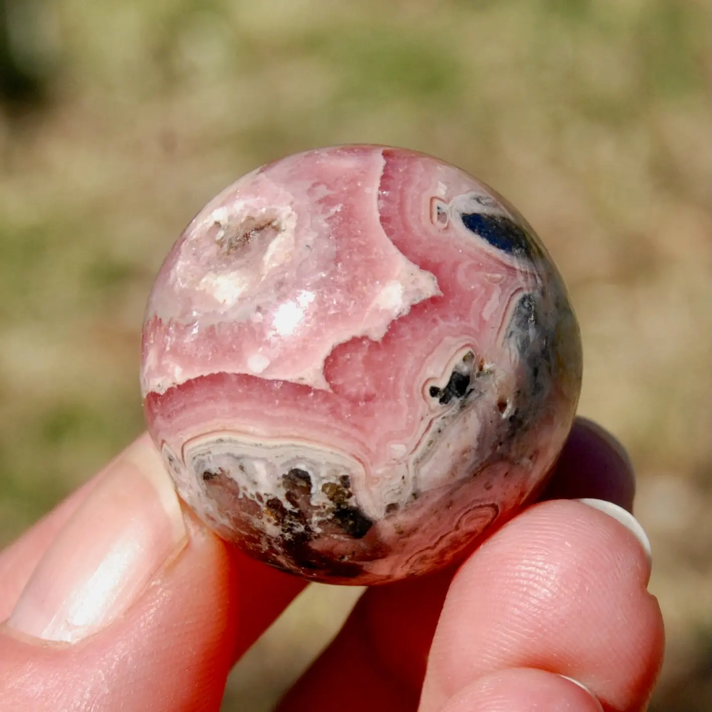 29mm Rhodochrosite Crystal Sphere 45g, Argentina