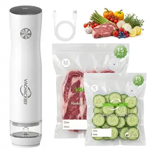 VACHACKER Vacuum Sealer for Food with Visual Water Storage Tank, Handheld Saver Vacuum Sealer Machine with 30 Reusable Bags，Portable Rechargeable Food Saver for Sous Vide, Meal Prep & Freezer Storage