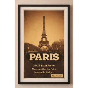 Paris Eiffel Tower Vintage Frameable Poster 16x24