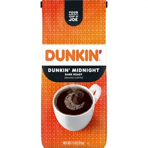 Dunkin’ Midnight Dark Roast Ground Coffee, 11 Oz. Bag