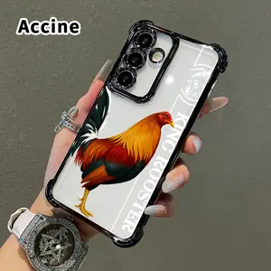 Proud Rooster Majesty Pattern Mobile Phone Case Compatible with Samsung Galaxy S23 Ultra S24 Plus S25 S22+ FE Edge Four Corner Anti-drop Shockproof Non-slip Silicone Transparent Protective Cover
