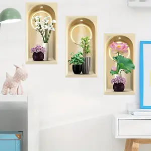 Creative Plant Pattern Wall Sticker, Self-adhesive Wall Decal, Wall Art Decorative Sticker, Floral Pattern Sticker for Home Living Room Bedroom Office, Ornaments