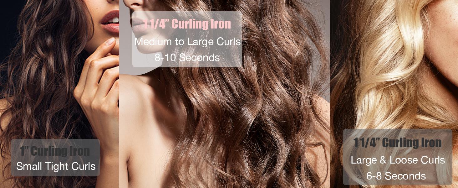 Lanvier 1.25 Inch Curling Iron, Extra Long Barrel 1 1/4 Inch Curling Iron for Medium & Long Hair up to 450°F Worldwide Dual Voltage Hair Curler for Traveling, Hair Waving Style Tool – Black