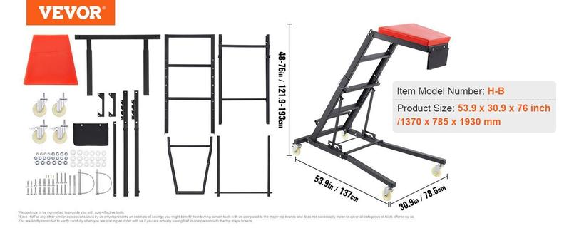 VEVOR Automotive Top Creeper, TikTokShopBlackFriday, with Adjustable Height 48" to 76", 400 LBS Capacity High Creeper, 4 Swivel Caster Wheels, Heavy Duty Foldable Creeper for Auto Repair and Maintenance VEVOR Automotive Top Creeper, TikTokShopBlackFriday, with Adjustable Height 48" to 76", 400 LBS Capacity High Creeper, 4 Swivel Caster Wheels, Heavy Duty Foldable Creeper for Auto Repair and Maintenance
