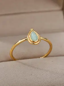 Elegant Artificial Gemstone Decorated Copper Ring, Fashion Accessories For Women, Trendy Accessories for Party and Daily Life