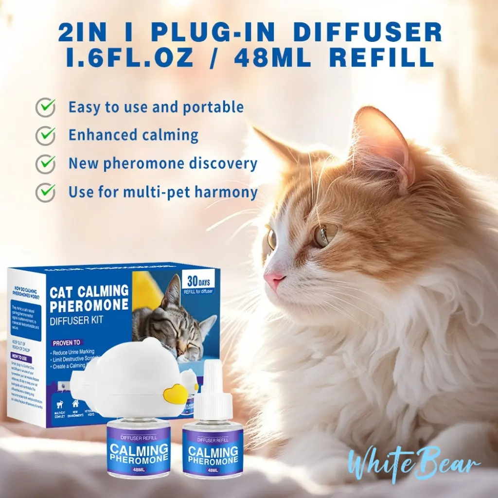 Cat Calming Pheromone Diffuser REFILL 48mL | Plug-In Stress Relief for Anxious