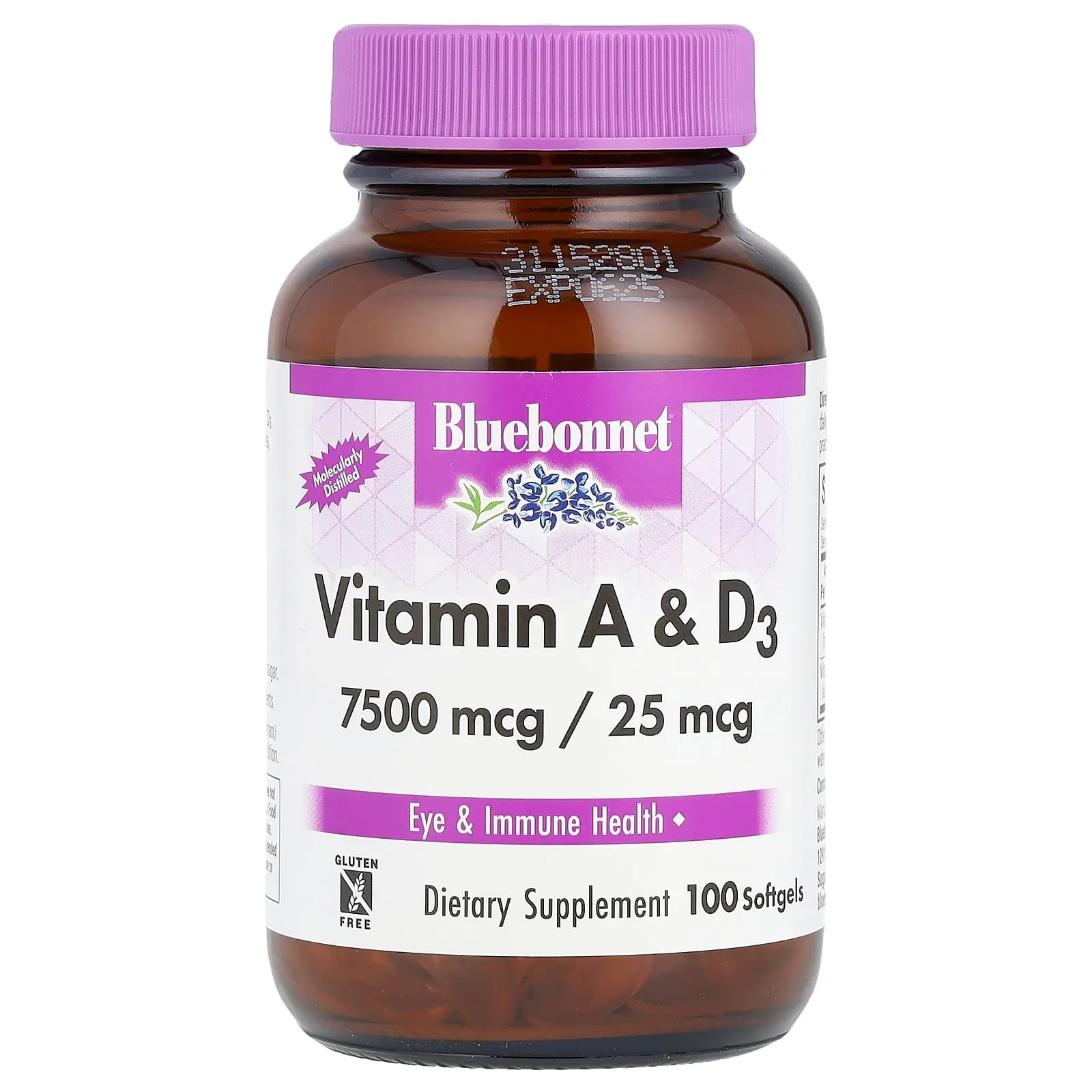 Bluebonnet Nutrition Vitamin A & D3, 100 Softgels
