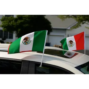 Mexico Car Flag, 30x45cm, Clip-On Window Mount, Stars and Stripes Design, Soccer Fans USA, Great for cars and window mounts