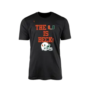Miami Hurricanes Men's Cotton Graphic T-Shirt - Round Neck, Short-Sleeve, Black, Casual Tee by Beck Style Menswear Top, Jersey, Shortsleeve