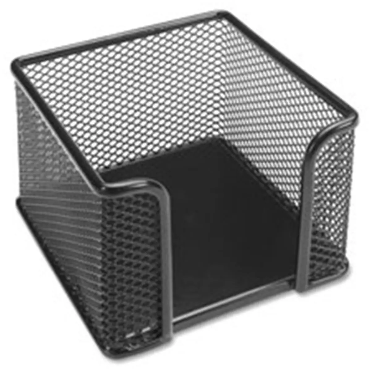 Lorell LLR84156 Black Mesh Desk Memo Holder - Holds 3 in. x 3 in. Notes, 600 Notes Total, Double-Rimmed Edges, 3.13 in. Height