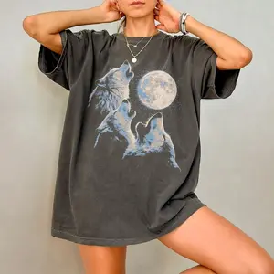 90s Wolf Shirt - Retro Wolf Comfort Colors T-Shirt, Howling Wolf Moon Tshirt, Alpha Wolf Graphic Tee, Wolf Lover Gift, Y2K Wolf TShirt