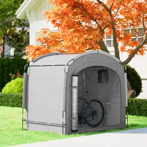 Bike Storage Shed Tent, Portable and Waterproof with 210D Oxford Fabric and Carry Bag for 3-4 Bicycles, Dark Gray