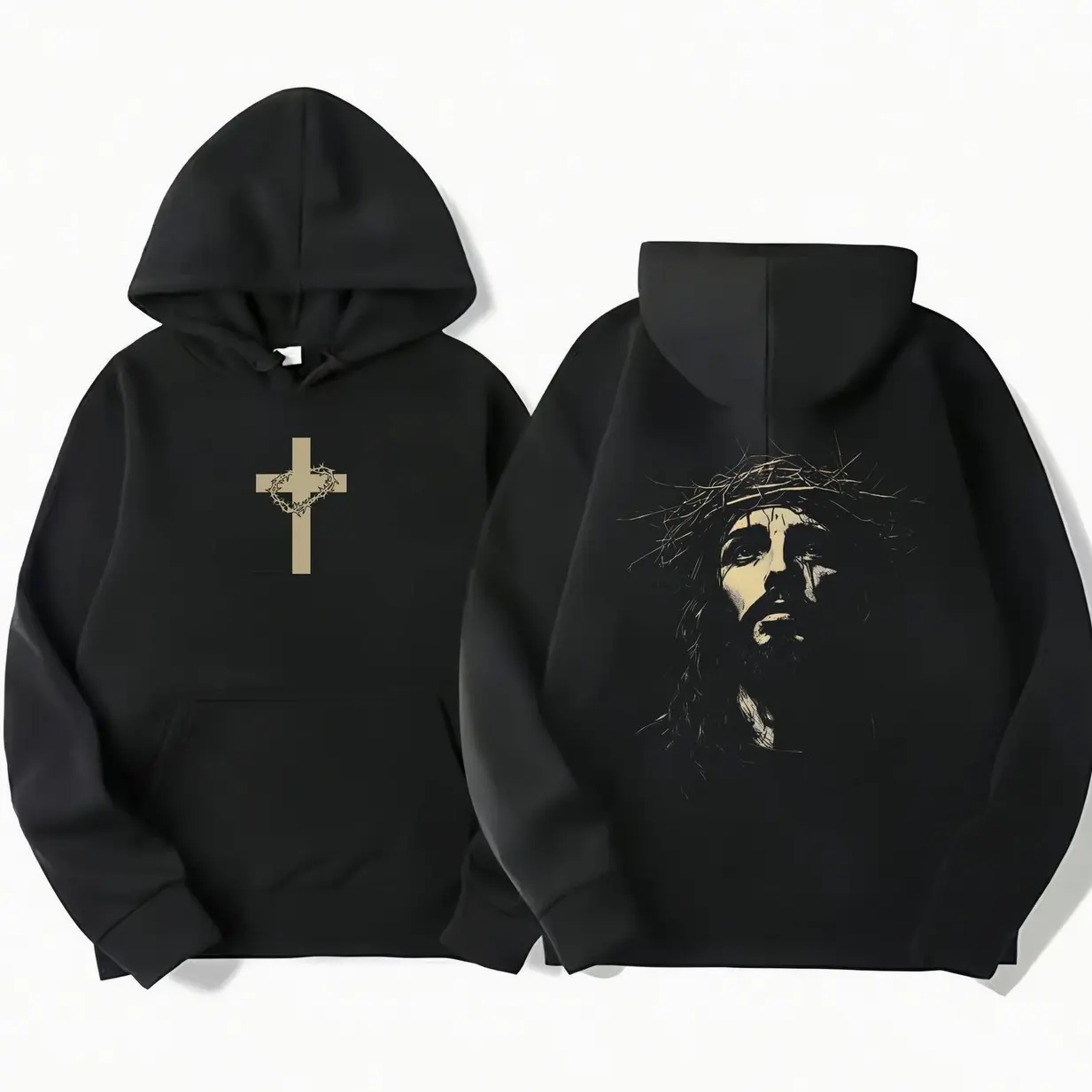 Youth & Adult Jesus Crown of Thorns Hoodie – Christian Religious Pullover, Faith-Based Apparel, Unisex Gift V4LXG