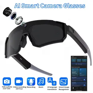 Outdoor sports smart glasses, Wearable, AI camera equipped with EIS+gyroscope stabilization function, 8-megapixel high-definition photo and video recording, face-to-face language translation, GPT function, travel and exploration partner