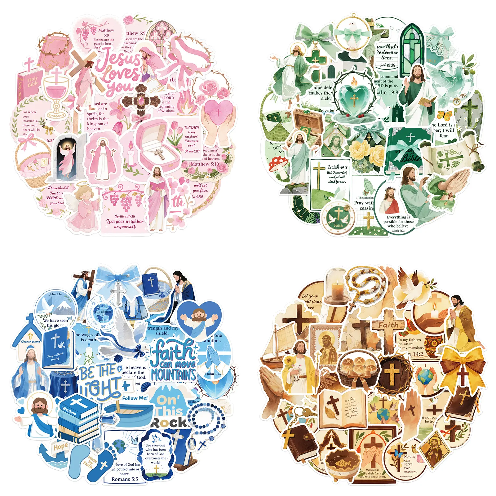 200 PCS Jesus-Themed Christian Sticker Pack - Bible Verse & Faith ...