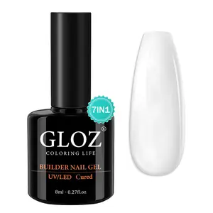 GLOZ 7 in 1 Clear Builder Nail Gel, Nail Strengthening & Apex Building Enhancement for Beginners & DIY Salon Manicure, Nail Art, Requires LED & UV Lamp