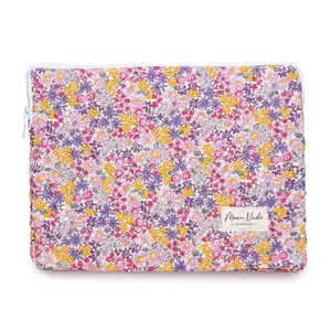 Moon Nude Summer Laptop Sleeve – Multi-Design Collection | Quilted Floral Laptop & Tablet Case with Yellow Gingham Interior, Lightweight Protective Cover