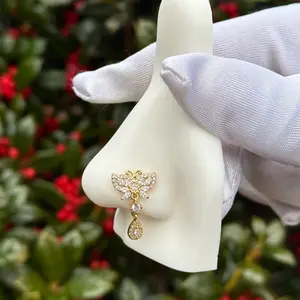 Butterfly Nose Ring 20G 7mm Long Shaped with Gold Accents