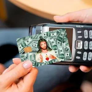 Jesus Holographic Debit & Credit Card Skins - Sacred Designs - 2PC Trolley & Gym Stickers for Small Chip