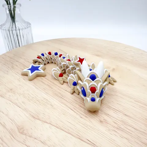 Holiday Sugar Cookie Dragon Articulating Figurine