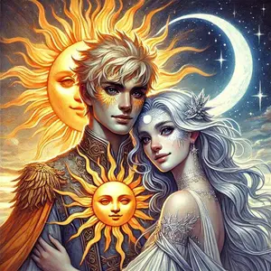 5D DIY Full Drill Round Diamond Painting - Diamond Art Painting Kit Sun Moon Mosaic, Canvas - DIY Wall Decor, Perfect for Valentine's Day, Independence Day, Birthdays, and Anniversary Gifts.