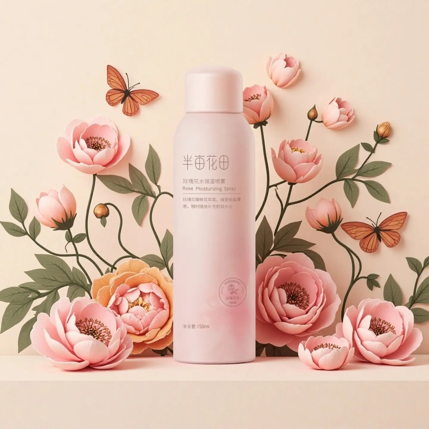 Little Dream Garden Rose Water Hydrating Mist - 150ml/5.1 fl oz Moisturizer Spray Bottle, Soothing Post-Sun Skin Repair, Cooling Moisture-Locking, Fragrance-Free Floral Water for Sensitive Skin