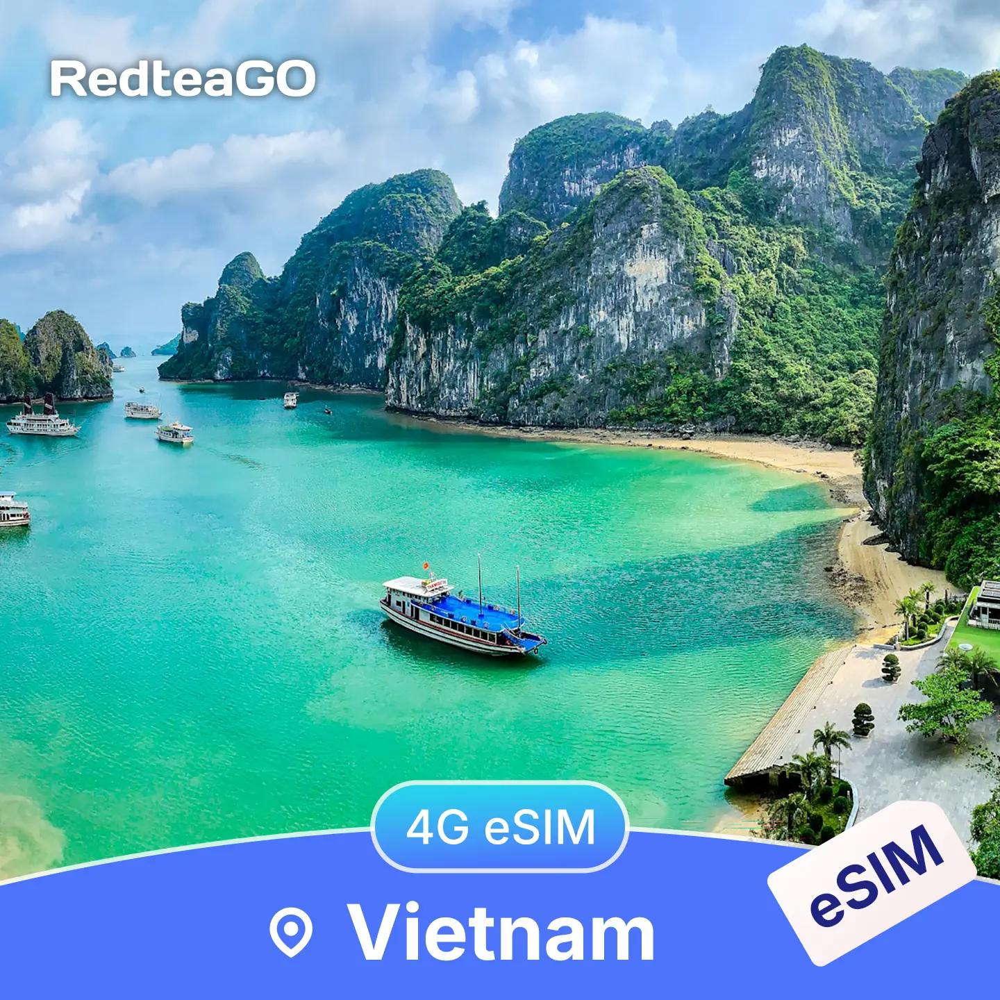 RedteaGO Vietnam eSIM Unlimited Data 5G | Instant Activation | No SIM Card Needed Travel Data Plan | No Roaming | High Speed 5G | Instant Setup