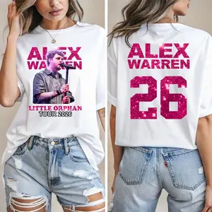 Alex Warren Tour 2026 Shirt, Pop Singer Fan Merch Graphic Tee, Faux Glitter Print Effect Tee, Vintage Aesthetic Concert T Shirt, Unisex Oversized Cotton Tee