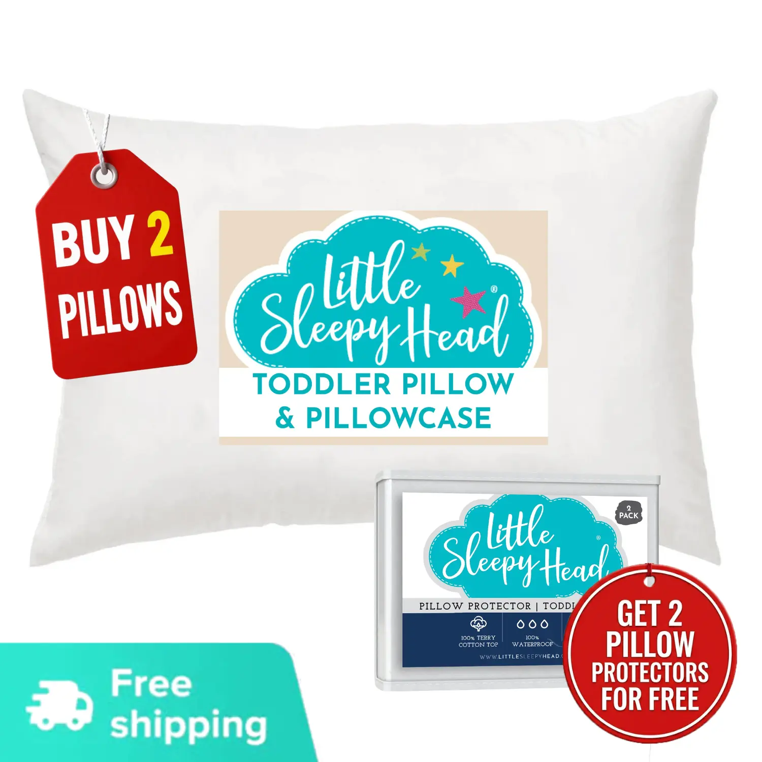 Toddler Pillow with Pillowcase 13x18 - Premium Quality Neck Support Ergonomic Pillow - Best Hypoallergenic Kids Pillow for Road Trips, Preschool and Naps.