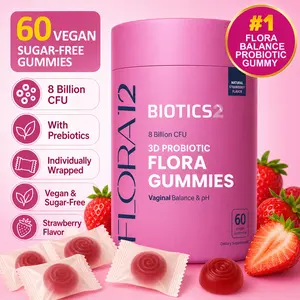 BIOTICS2 Flora Gummies for Women, 8 Billion CFU Probiotic Gummies with Prebiotics, Saw Palmetto & Wild Yam, 5 Herbal Extracts, Sugar-Free Vegan Gluten-Free, Individually Wrapped Strawberry Flavor, 60 Count, Women’s Daily Wellness Gummies
