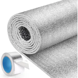 Reflective Window Film Insulation Roll 48 in X 10 Feet, Double-Sided Foil Aluminum Foam Core, Summer Window Heat Blocker for RV/Windows/Garage Door - Folded Package