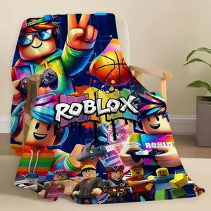 Roblox Block Man Personalized Flannel Blanket – Thick Soft Plush, Ideal for Home/Office/Travel/Camping, Perfect Gamer Gift & Room Decor