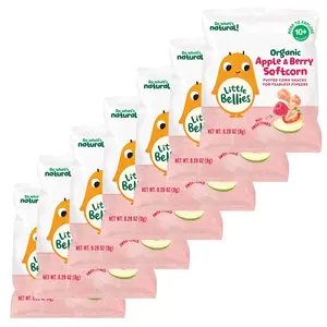 Little Bellies Organic Apple & Berry Softcorn Puffed Corn Snack for Baby & Toddler, Age 10+ Months, 0.28 oz, 7 ct