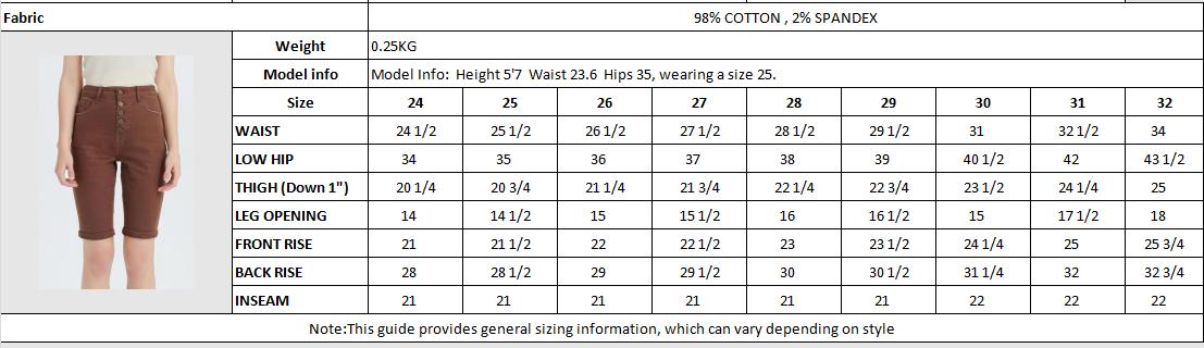 Retro Brown High Waist Denim Shorts, Button Fly Knee Length Bermuda |   Must-Have Y2K Streetwear