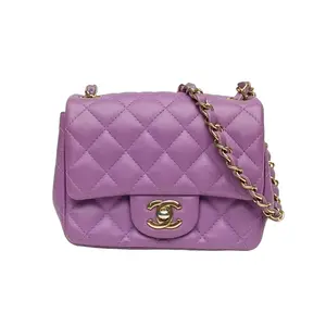 Pre-owned CHANEL leather Tote Bags 【DIZ】CF flap bag, Square Bag, 17cm Purple P226360030