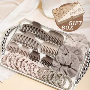 27PCS Warm Brown Hair Accessory Gift Box (Copper Paper Pack)! Multi-Size Claw Clips (Hold Thick/Thin Hair) + Scrunchies (No Hair Dents) | Ideal for Daily Commute/Dates/Home  #BrownAesthetic #HairEssentials