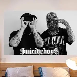 Suicidddddddde  Music Boys Flag 3x5FT  America Pop Singer Banner Wall Tapestry Poster Signs for Bedroom College Decor  with 4 brass buckles Party Decoration