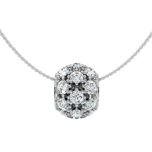 1Ct Pave Puff Slide Diamond Pendant Women's Necklace 18" Lab Grown Gold