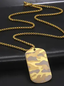 Unisex Laser Camo Military ID Necklace, Punk Style Jungle Adventure Design, Stainless Steel, Suitable for Camping and Exploration