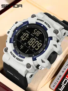 Sanda Dual Time Zone Sleep Tracking Sports Watch, Waterproof Electronic Timer, Stylish Digital Wristwatch for Active Lifestyles, Water Resistant Watch