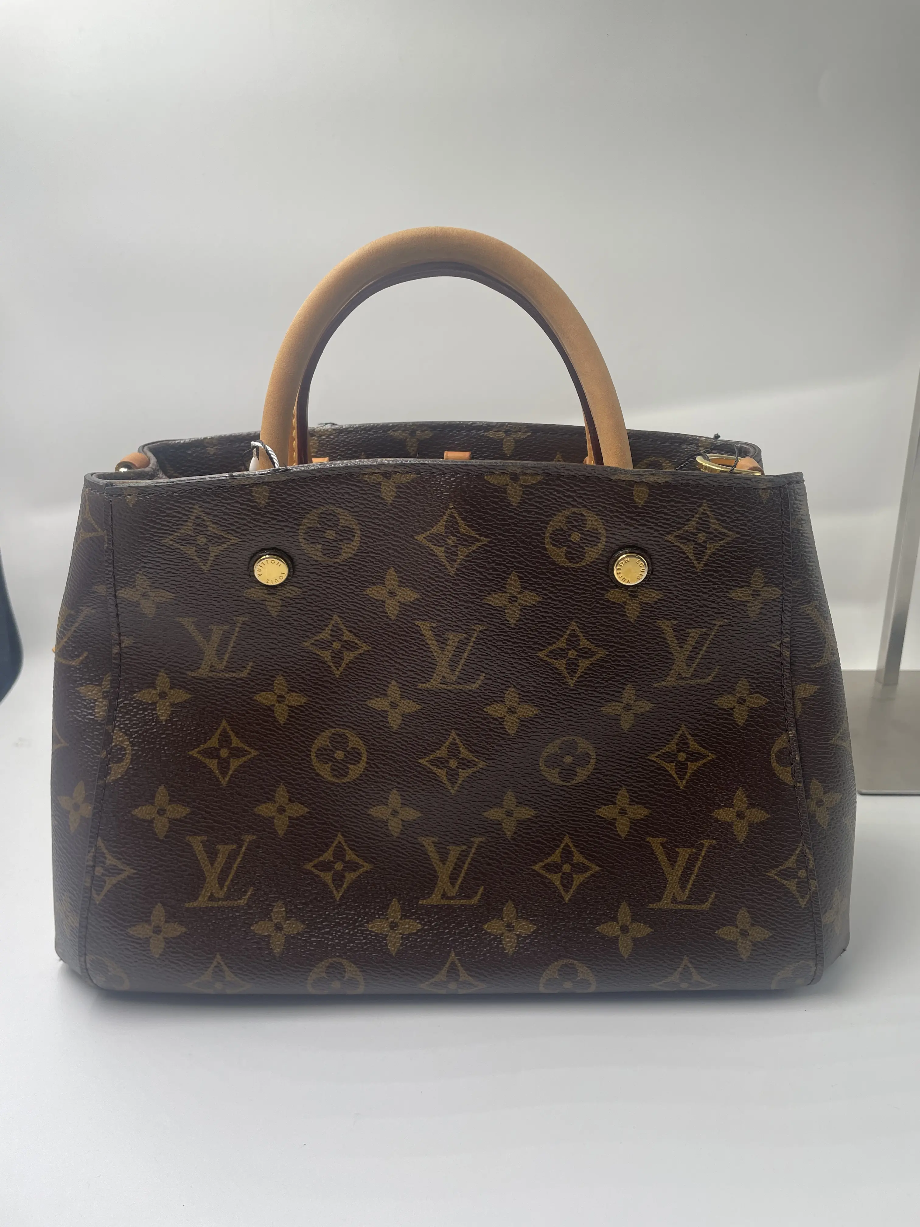 Pre-owned Louis Vuitton LEATHER Crossbody Bags Montaigne BB Handbag Monogram 12Z (KY02478)