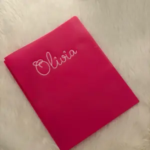 Embroidered childrens back to school plastic folder