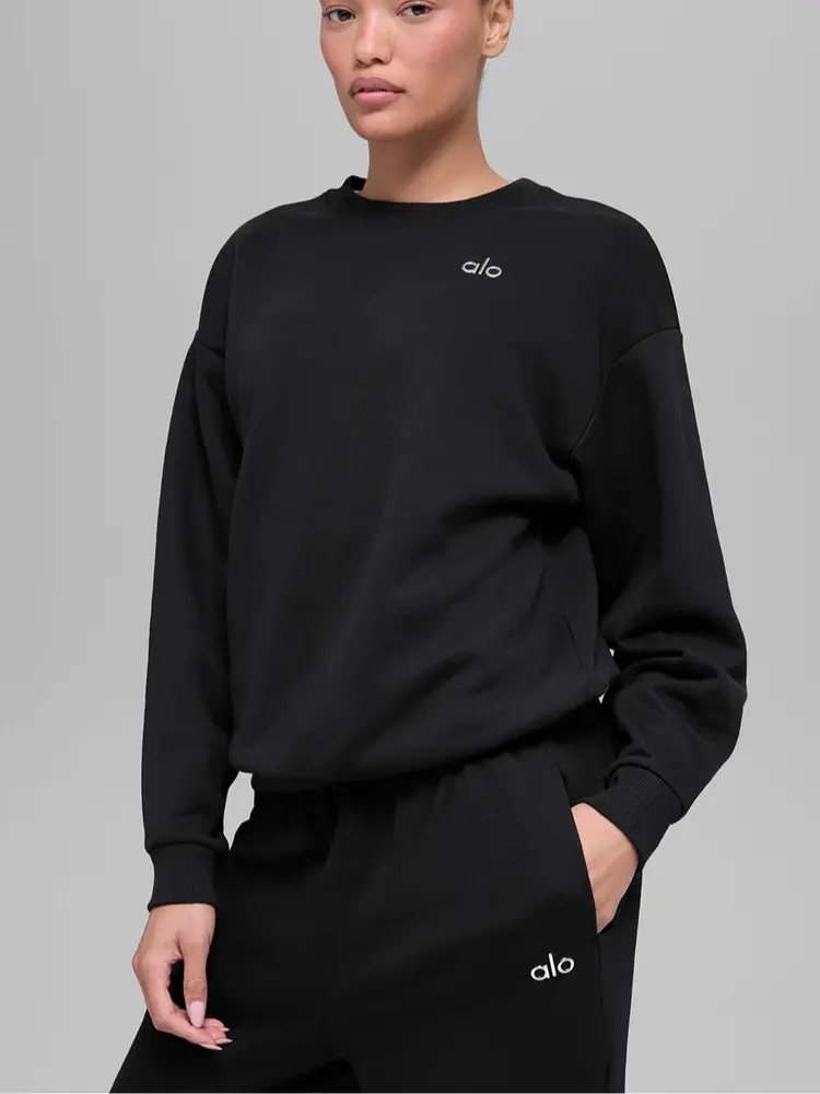 ALO Crew Neck Pullover Hoodie Light Oatmeal Over Size - Oversized Fit & Sophisticated Color for Everyday Wear Casual Womenswear