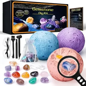 Black Friday Deal 🛍️ Christmas Gift 🎄 All-in-One Gem Mining Dig Kit - 8-Color Crystals, Mining Tools Included, Authentic Geology Experience for Adults, Science Stocking Stuffer