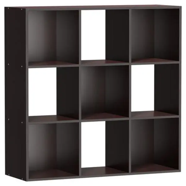 ZENSTYLE MDF Wooden 9-Cube Storage Organizer - Indoor Furniture Shelves with 5 Removable Back Panels, Space-Saving Cabinet, Brown Living Room Decor Display, Shelf Board, Room Accessories
