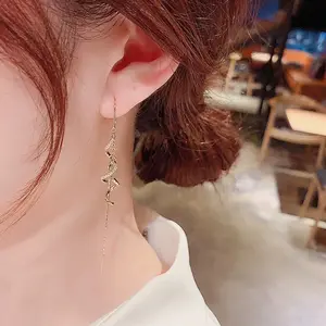LisiZen Long Spiral Crystal Threader Earrings for Women, Slimming Tassel Design, Elegant Lightweight Jewelry DZEH4647