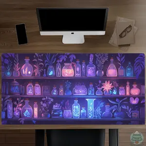Apothecary Shelf Desk Mat, Aesthetic Mouse Pad, Dark Academia Gaming Mat, Witchy Desk Decor, Potions Workspace, Gift for Cozy Gamer