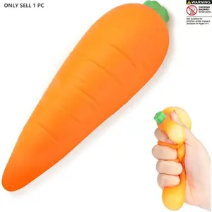 Carrot Squishy Toy, Soft Stretchy 5.5 Inches, Fidget Toys for Anxiety Relief, Sensory Fidget Squishies, Sensory Stress Reliever, Decompression Squeeze, Realistic Food Design, Ideal Easter Gift for Teens Men Women