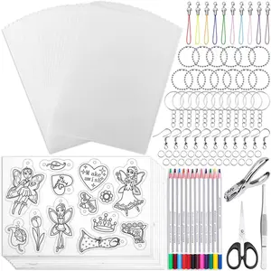 205 count Shrinky Art  Kit, Include 20 count Shrinky Plastic Sheet and 185 count  Accessories for Creative Art Craft