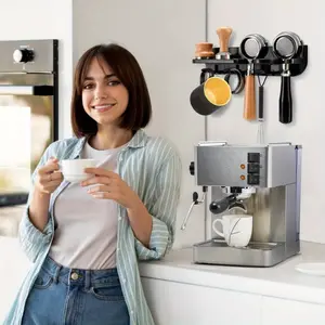 Wall Mounted Coffee Station Storage Rack Coffee Bar Kitchen Storage Supply Accessory Space Saving Stable Durable Easy to Install Practical Coffee Accessory Organizer Shelf for Home Kitchen Bar Office Daily Coffee Making Use Ideal for Coffee Enthusias